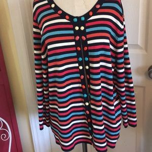 Ruby Rd multi striped open front cardigan